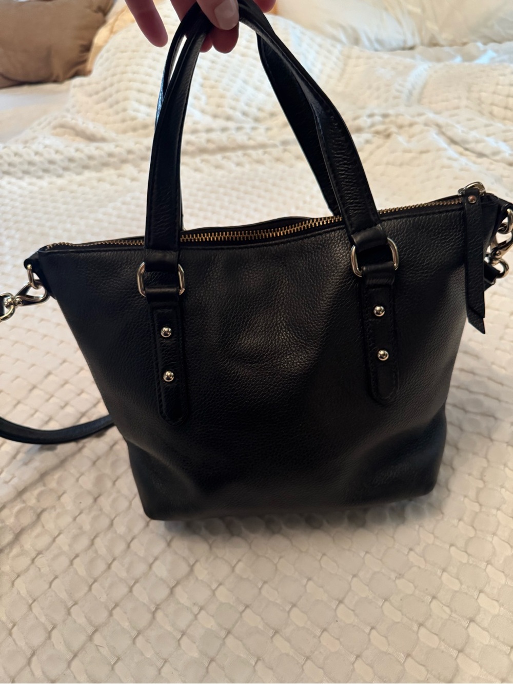 kate spade Black Pebbled Leather Shoulder Bag with Detachable Strap - Picture 4 of 8
